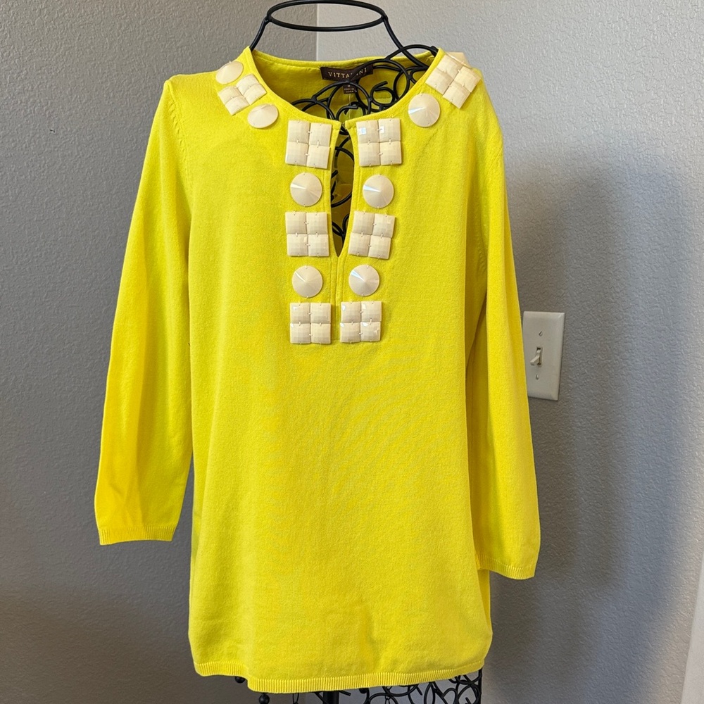Vibrant Yellow Blouse with White Details